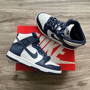 Size 3.5Y/ 5 Women’s - Nike Dunk High White/Midnight Navy WORN ONCE